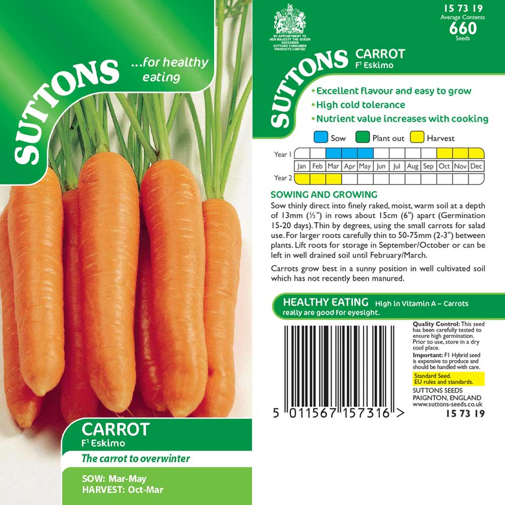 F1 Resistafly Carrot Seeds Suttons 