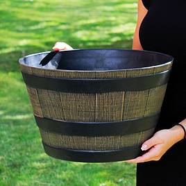 Wooden Barrel Effect Planter – Small