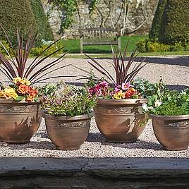Garden Gear - Antique Effect Planters- 4 Pack