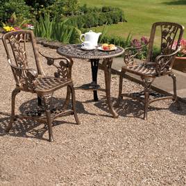Garden Gear - Three-Piece Rose Armchair Bistro Set - Bronze
