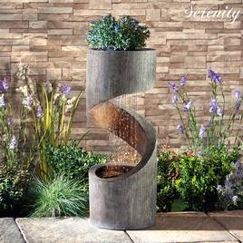 Serenity - Spiral Rainfall Water Feature with Planter