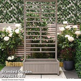 Raised Wooden Planter with Climbing Trellis