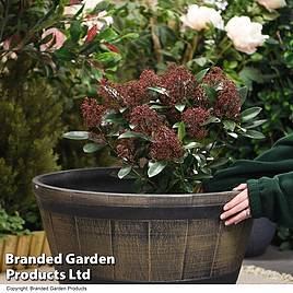 Wooden Barrel Effect Planter – Large