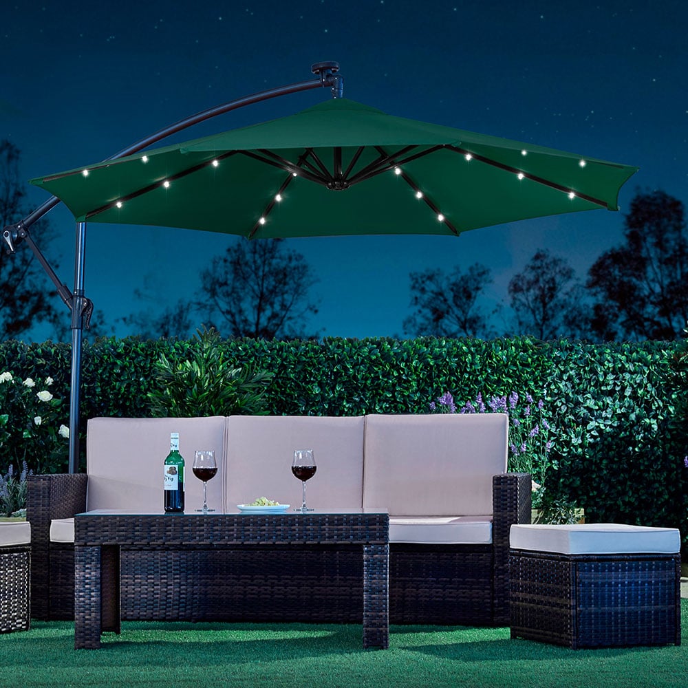Solar LED Cantilever Parasol | Suttons