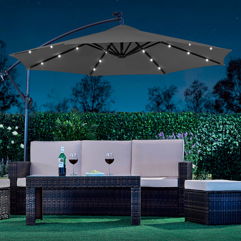 Solar LED Cantilever Parasol Suttons