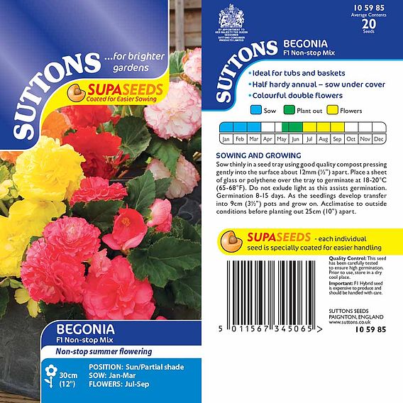 Begonia (Tuberous) F1 'Nonstop Mix' - Seeds
