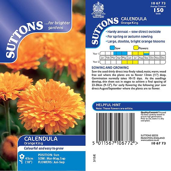 Calendula 'Orange King' - Seeds