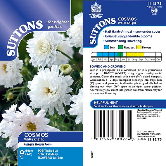 Cosmos 'White Knight' - Seeds