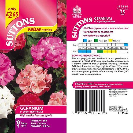 Geranium F2 'Super Hybrid Mix' - Seeds
