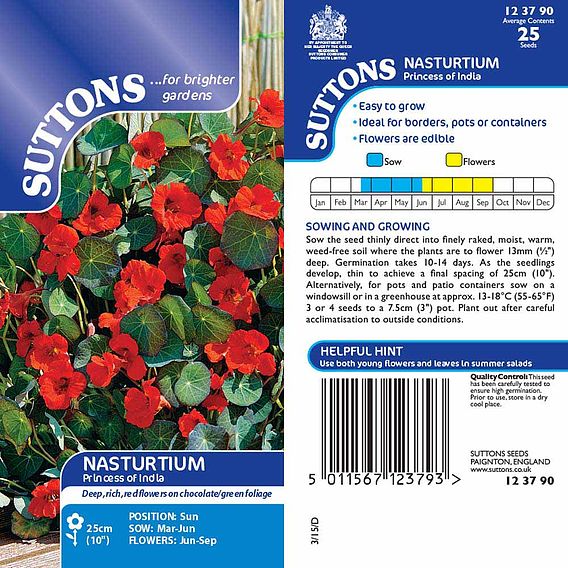 Nasturtium 'Princess of India' - Seeds