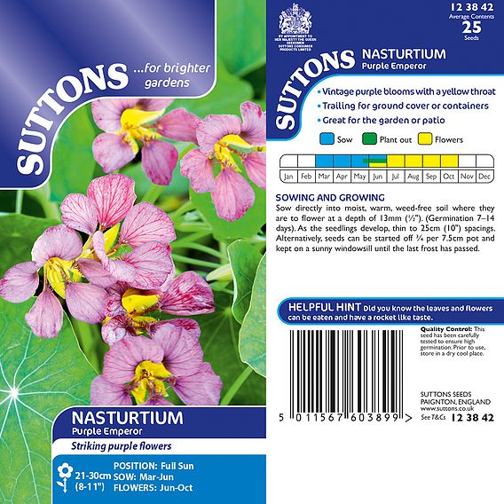 Nasturtium 'Purple Emperor ' - Seeds