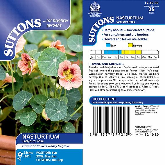 Nasturtium 'Ladybird Rose' - Seeds