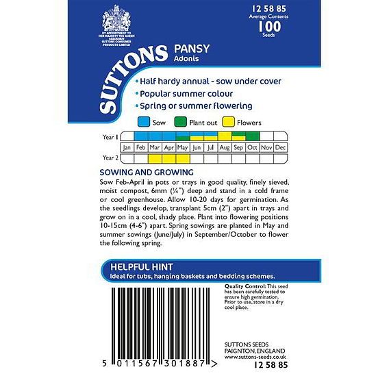 Pansy 'Adonis' - Seeds