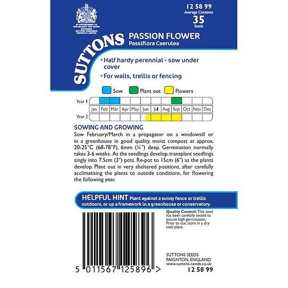 Passion Flower 'caerulea' - Seeds