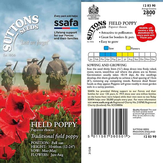 Poppy 'Field Poppy (rhoeas)' - Seeds
