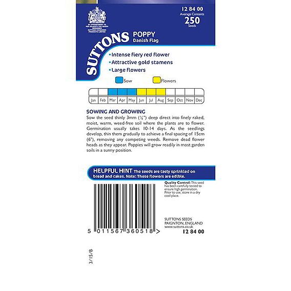 Poppy 'Danish Flag' - Seeds