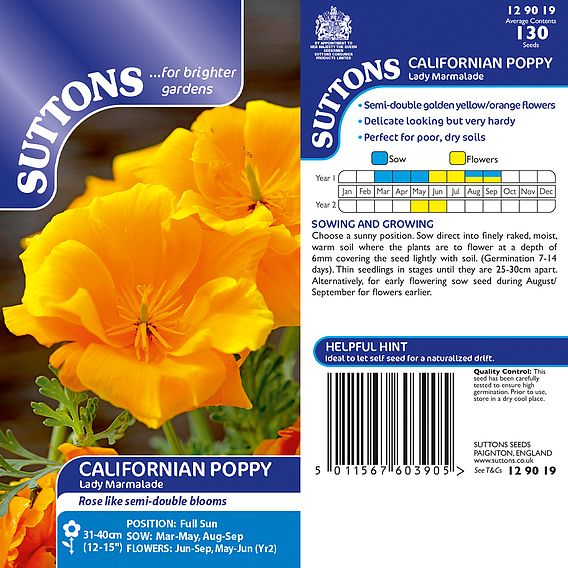 Californian Poppy Seeds - Lady Marmalade