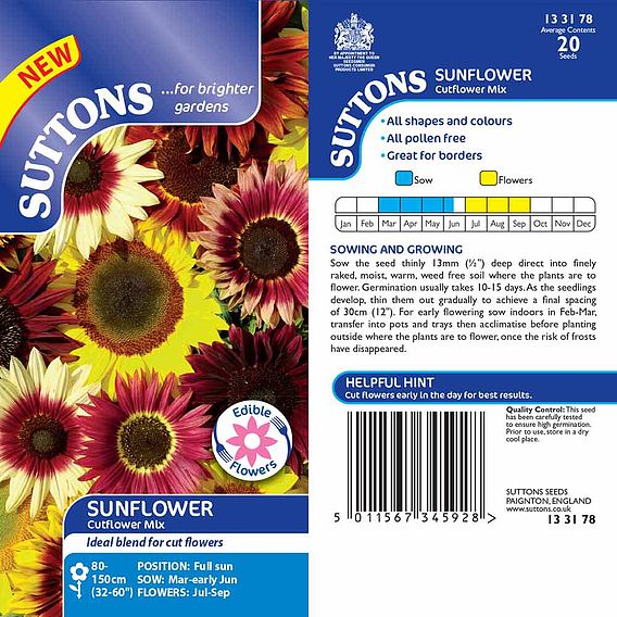 Sunflower 'Cut Flower Mix' - Seeds