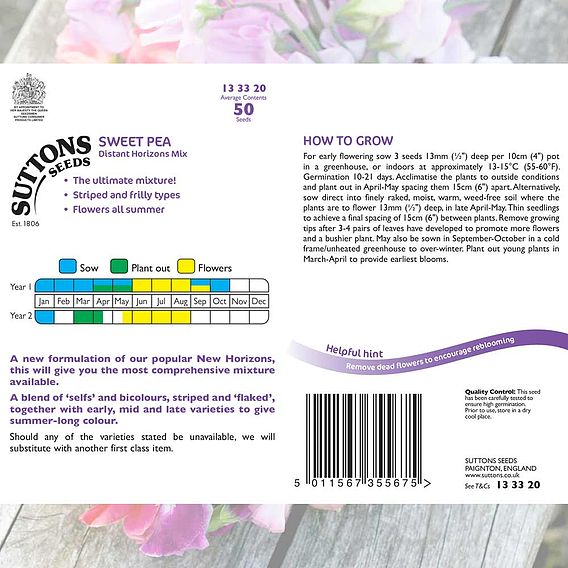Sweet Pea 'Distant Horizons' - Seeds
