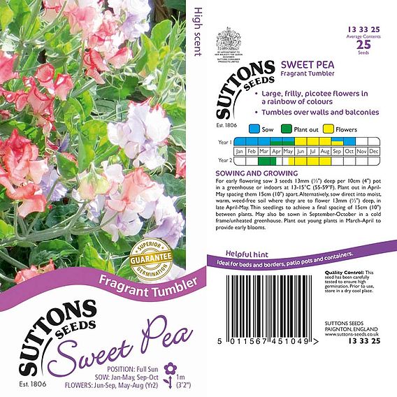 Sweet Pea Seeds - Fragrant Tumbler