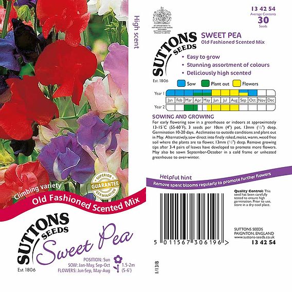 Sweet Pea Seeds - Old Fashioned Scented Mix