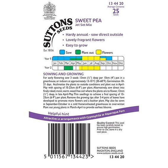 Sweet Pea 'Jet Set Mix' - Seeds