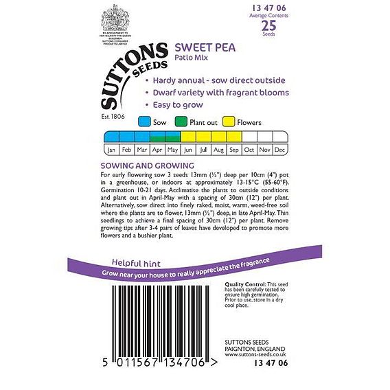 Sweet Pea 'Patio Mix' - Seeds