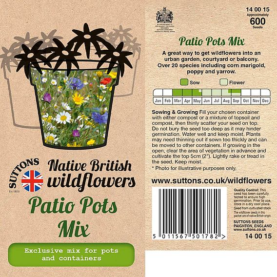 Native British Wildflowers 'Patio Pots Mix' - Seeds