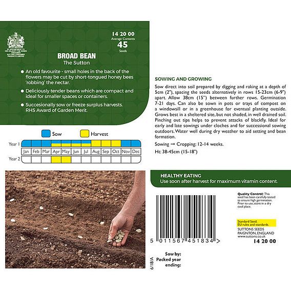 Broad Bean 'The Sutton' - Pollinators Seeds