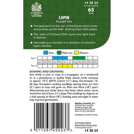 Lupin 'Russel Mix' - Seeds for Pollinators