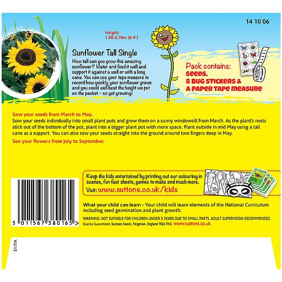Sunflower 'Giant Grower (Tall Single)' - Seeds