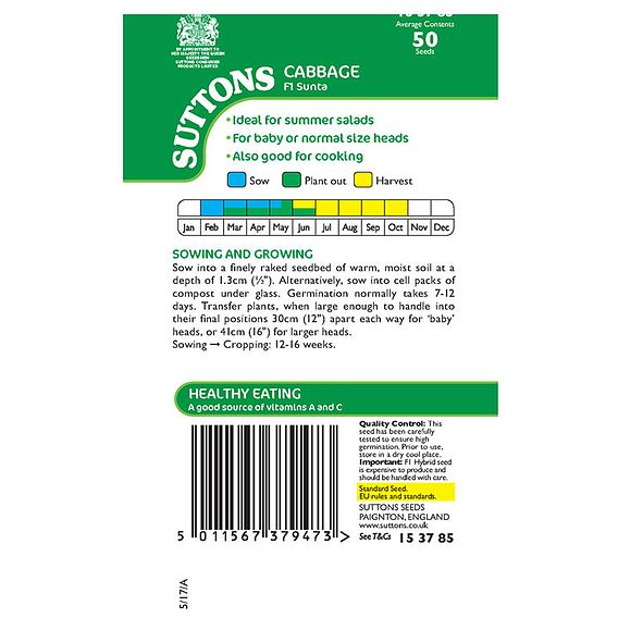 Cabbage F1 'Sunta' - Seeds