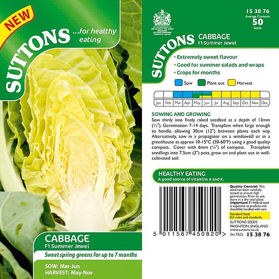 Cabbage F1 'Summer Jewel' - Seeds