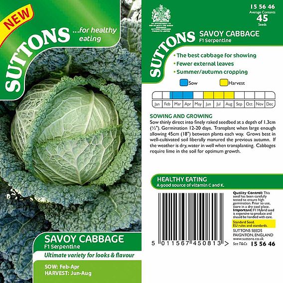 Cabbage (Savoy) F1 'Serpentine' - Seeds