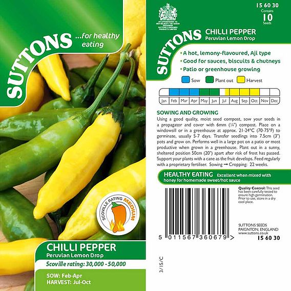 Chilli Pepper 'Peruvian Lemon Drop' - Seeds