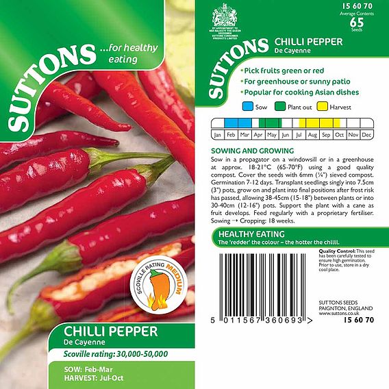 Chilli Pepper 'De Cayenne' - Seeds