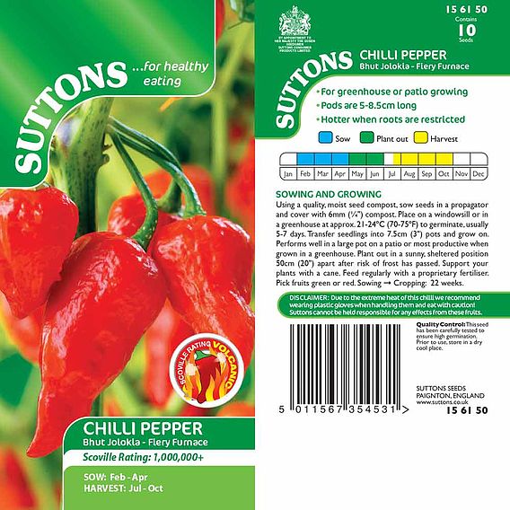 Pepper Chilli Seeds - Bhut Jolokia Fiery Furnace