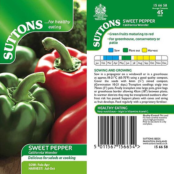 Sweet Pepper 'Californian Wonder' - Seeds