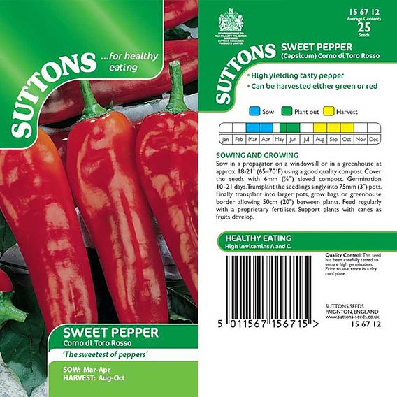 Sweet Pepper 'Corno di toro rosso' - Seeds
