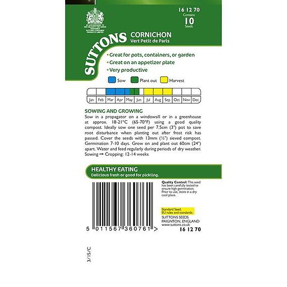 Cornichon 'Vert Petit de Paris' - Seeds
