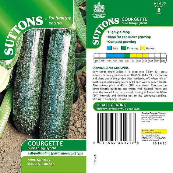 Courgette 'Sure Thing Hybrid' - Seeds