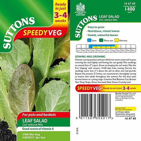 Lettuce Seeds - Cos Lettuce Mix