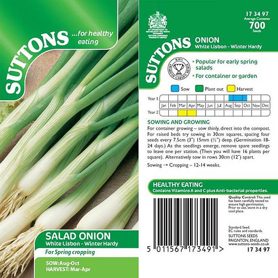 Onion (Salad) Seeds - White Lisbon - Winter Hardy Seeds