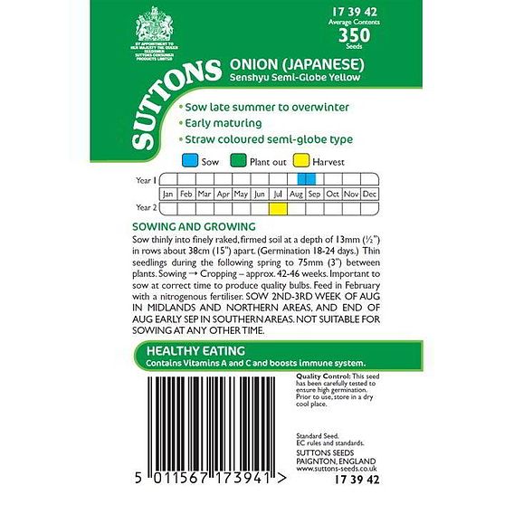 Onion 'Senshyu Semi-Globe Yellow' - Seeds