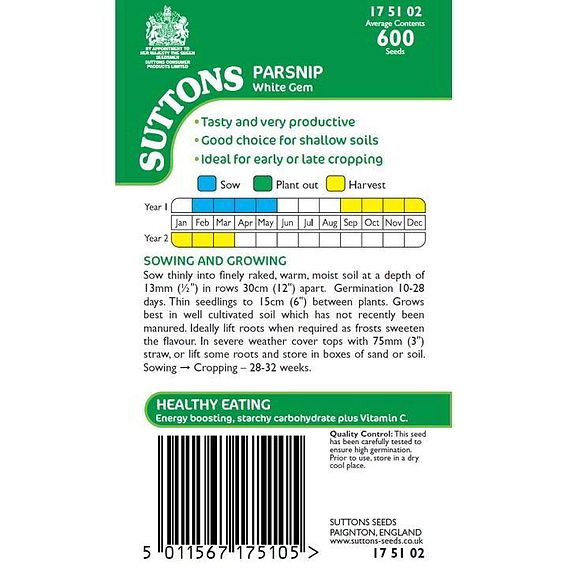 Parsnip 'White Gem' - Seeds