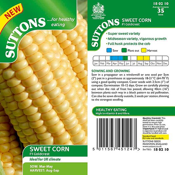 Sweet Corn Seeds - F1 Goldcrest