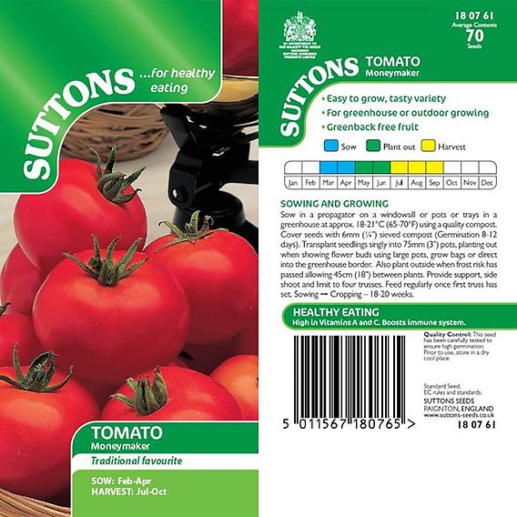 Tomato 'Moneymaker' (Indeterminate) - Seeds
