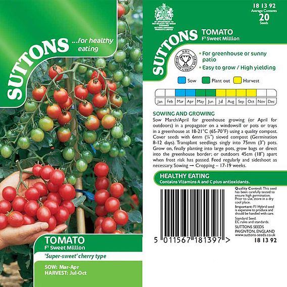 Tomato Seeds - F1 Sweet Million (Indeterminate)
