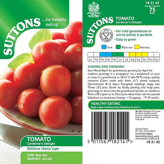 Tomato 'Gardener's Delight (Indeterminate)' - Seeds