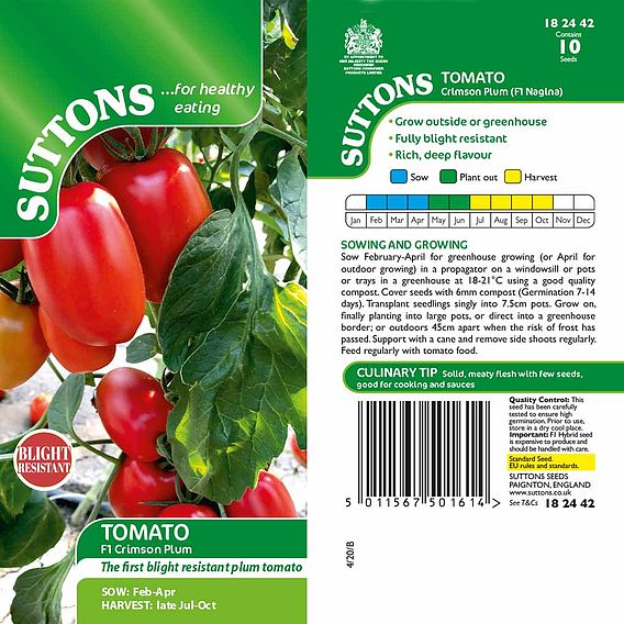Tomato Seeds - Crimson Plum F1 (Indeterminate)